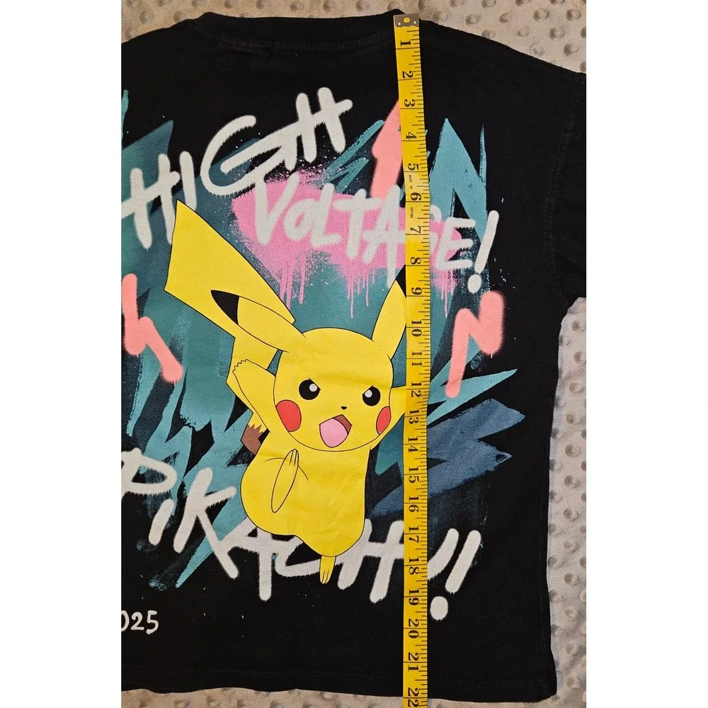 H&M Pokemon Pikachu Graffiti High Voltage Black‎ T-Shirt Kids Size 11-12 152